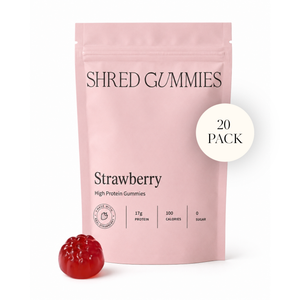 Shred Strawberry Protein Gummies | 17g Protein • 100 Calories • Zero Sugar (20 pouches)
