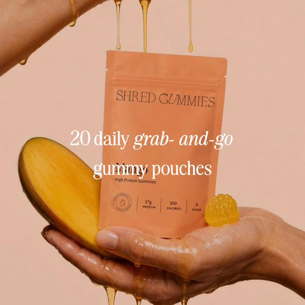 Shred Mango Protein Gummies | 17g Protein • 100 Calories • Zero Sugar (20 pouches)