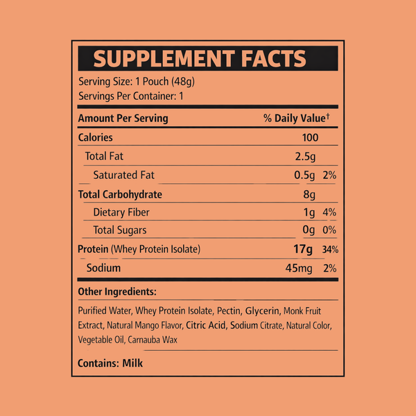 Shred Mango Protein Gummies | 17g Protein • 100 Calories • Zero Sugar (20 pouches)